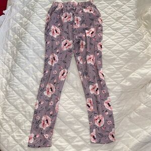 Girls Mauve Rose Printed Pull On Pants Size 2XL (6/7)